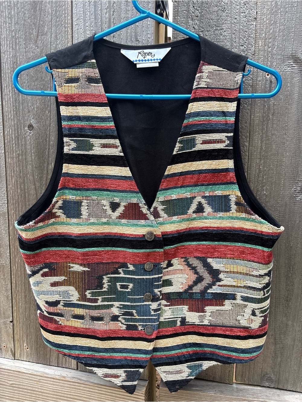 Vintage Roper Women's Southwestern Patterned Button-Front Vest